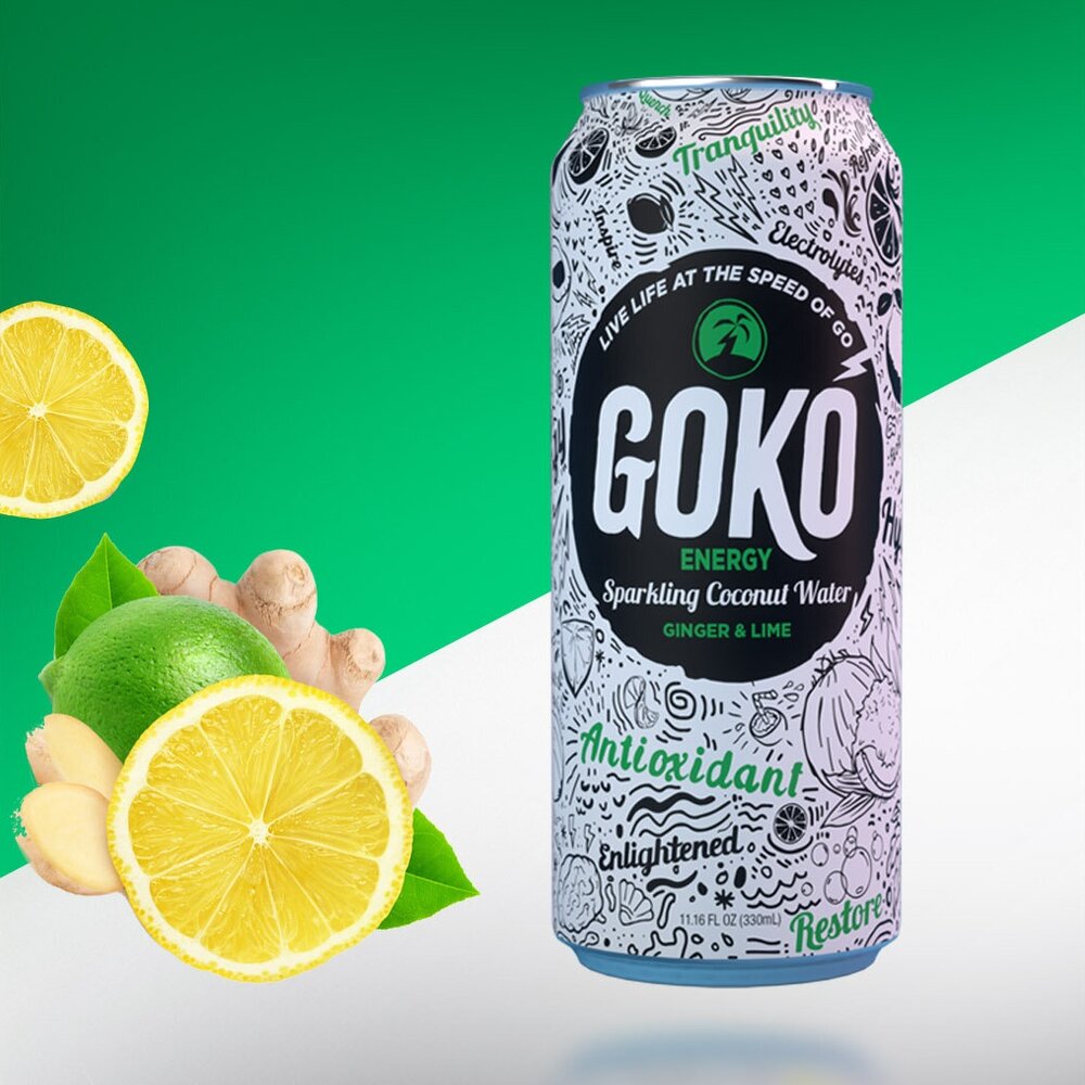 Sparkling Coconut Water with Lime & Ginger