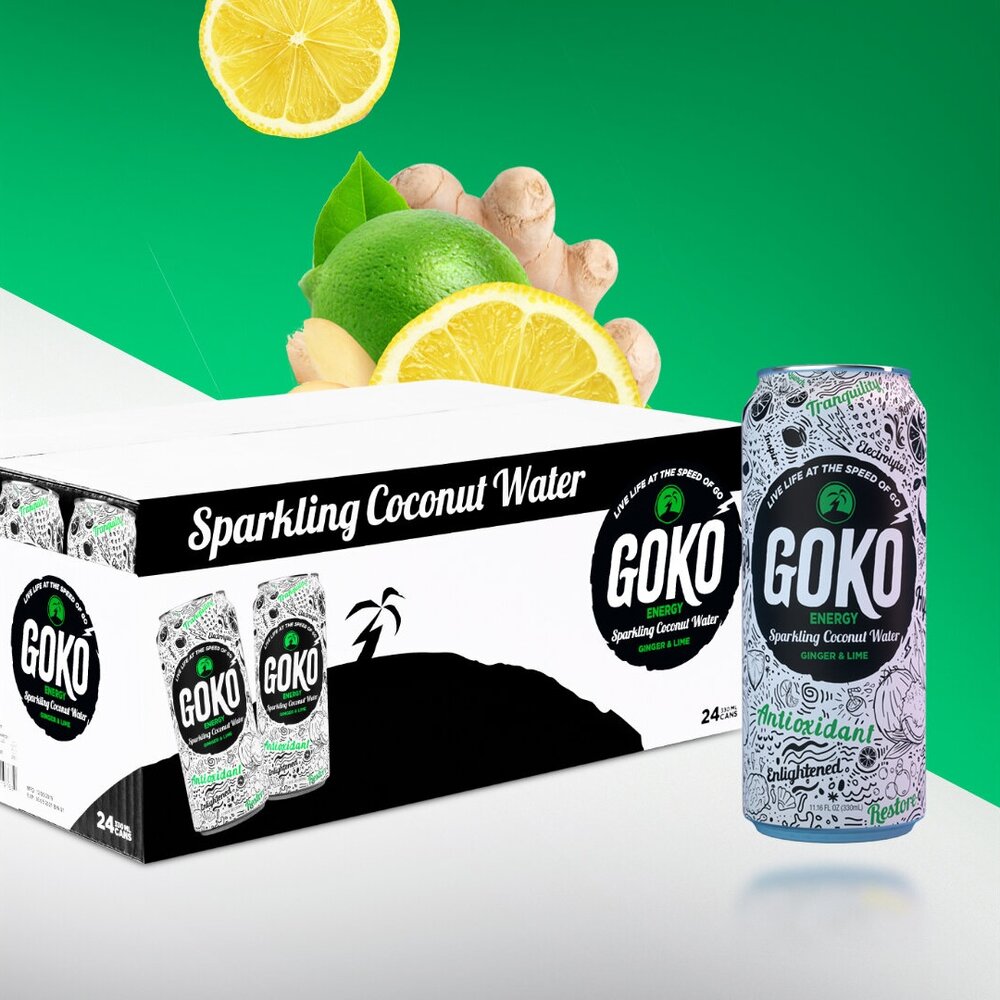 Sparkling Coconut Water with Lime & Ginger